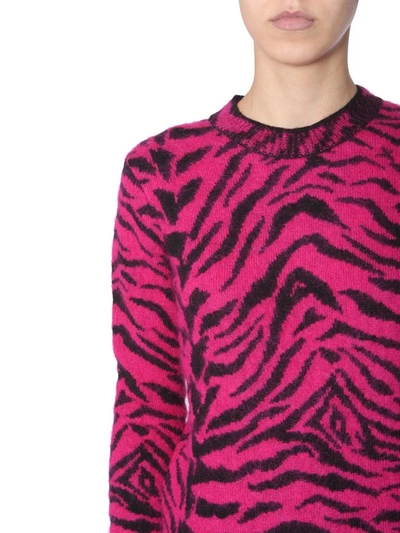 Shop Saint Laurent Printed Mesh In Fuchsia