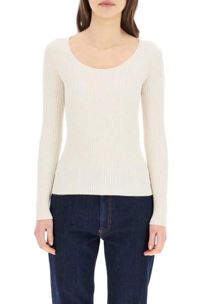 Shop Sportmax Ribbed Sweater In Burro