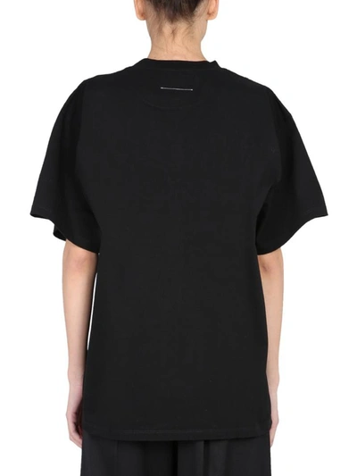 Shop Mm6 Maison Margiela T-shirt With Embroidered Logo In Black