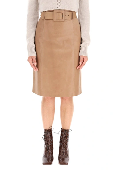 Shop Drome Nappa Skirt With Belt In Oak Wood