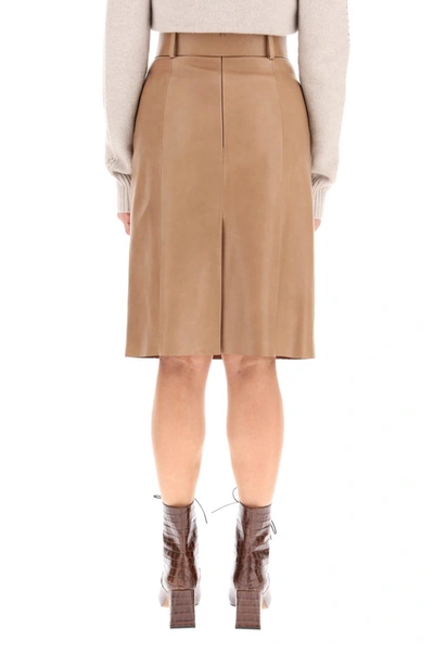 Shop Drome Nappa Skirt With Belt In Oak Wood