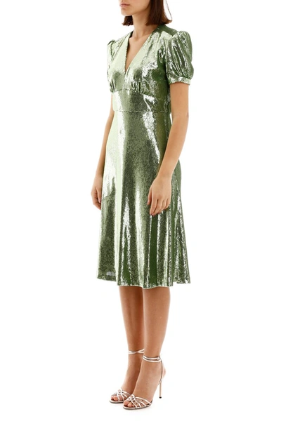 Shop Hvn Sequins Paula Dress In Green Sequins