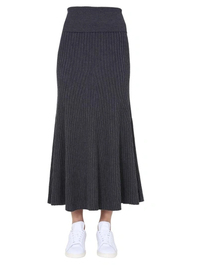 Shop Kenzo Long Flared Skirt In Charcoal