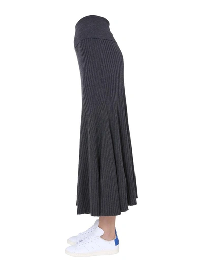 Shop Kenzo Long Flared Skirt In Charcoal