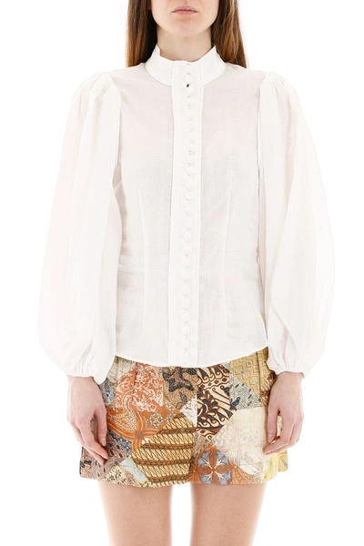 Shop Zimmermann Brightside Shirt In Pearl