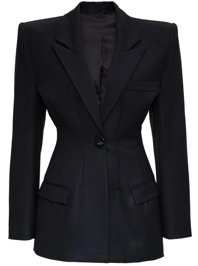 Shop Attico Gabardine Wool Jacket In Black