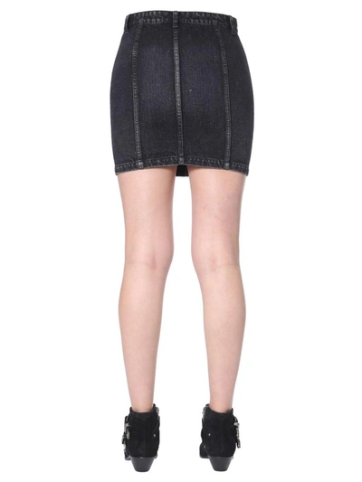 Shop Saint Laurent Skirt In Denim In Black