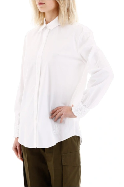 Shop Kenzo Shirt With Smocked Cuffs In Blanc