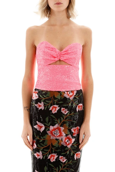 Shop In The Mood For Love Sequined Bustier Top In Fuchsia