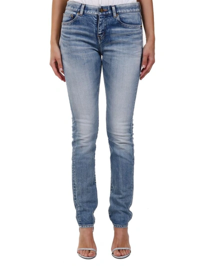 Shop Saint Laurent Slim Jeans In Light Blue