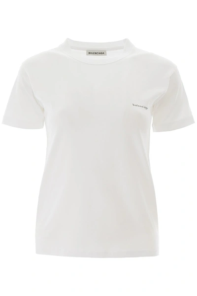 Shop Balenciaga Micro Logo T-shirt In White