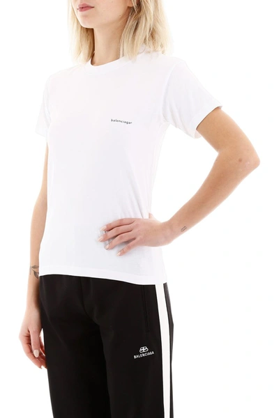 Shop Balenciaga Micro Logo T-shirt In White