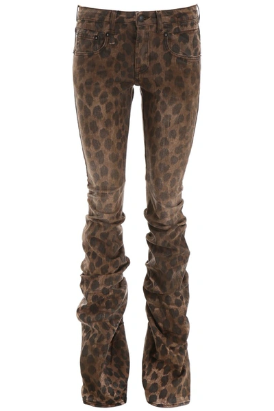 Shop R13 Shirring Boy Boot Jeans In Leopard