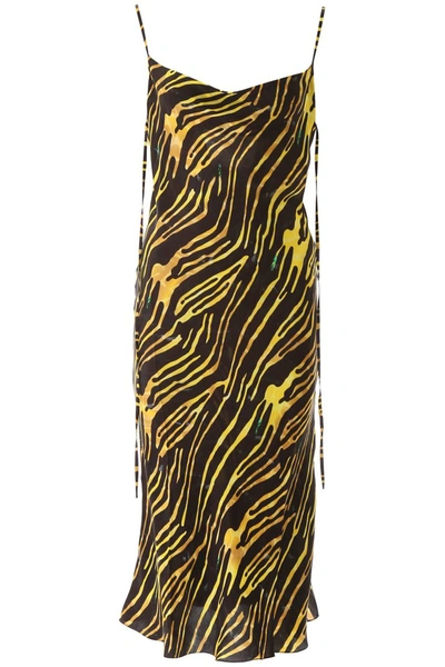 Shop Marine Serre Zebra Print Long Dress In Amphibian Zebra