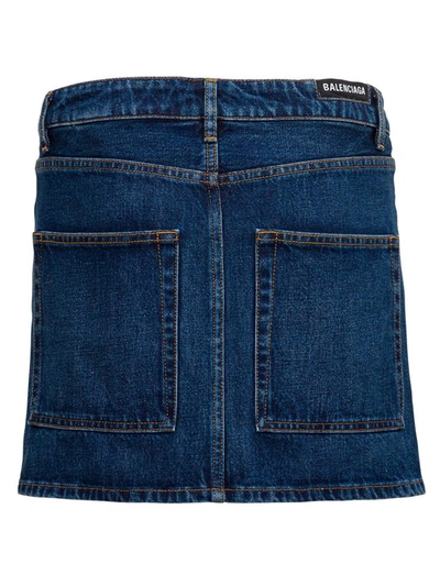Shop Balenciaga Denim Mini Skirt In Blu