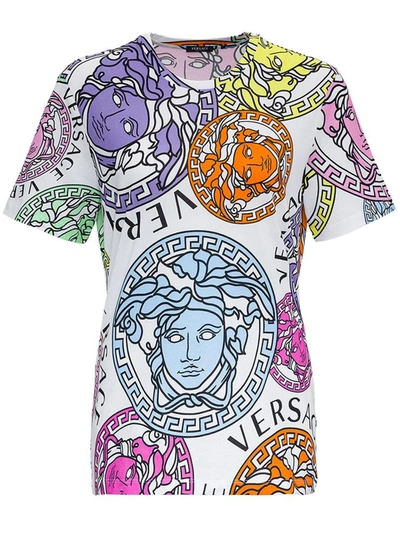 Shop Versace Jersey T-shirt With Medusa Amplified Print In White