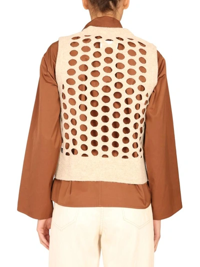 Shop Maison Margiela Perforated Vest In Beige