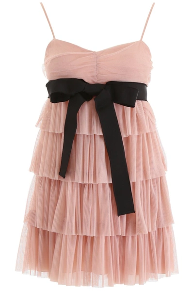 Shop Red Valentino Layered Tulle Mini Skirt In Nude