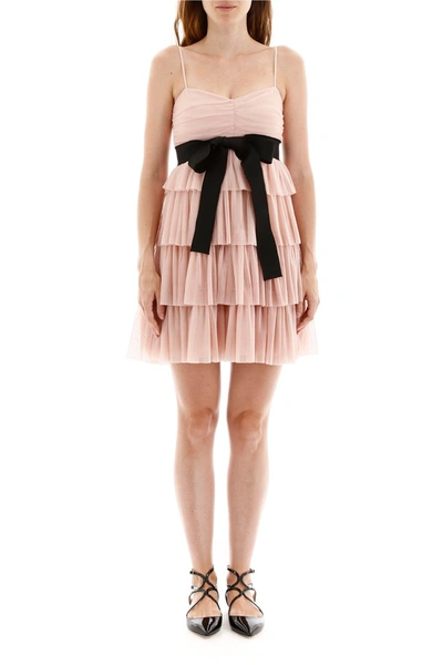 Shop Red Valentino Layered Tulle Mini Skirt In Nude