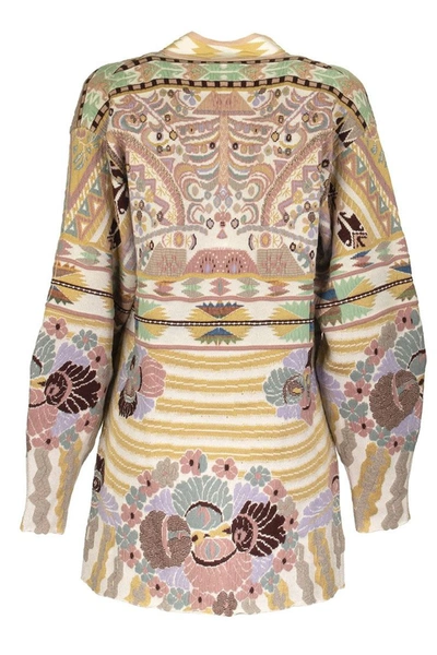 Shop Etro Jacquard Cardigan With Pegaso Buttons In Multicolor