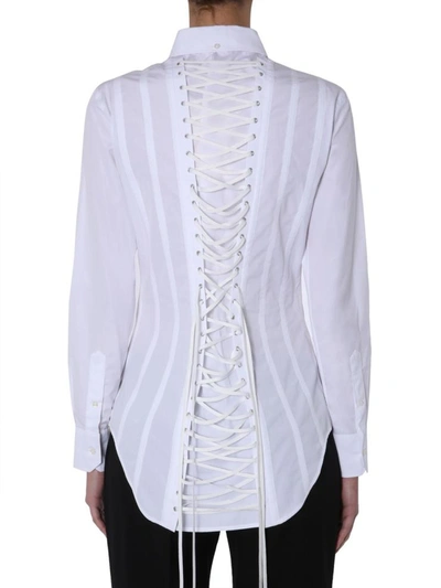 Shop Thom Browne Shirt With Laces In White