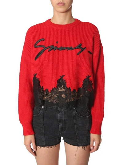 Shop Givenchy Crew Neck Knit In Red