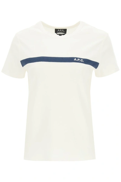 Shop Apc A.p.c. Yukata T-shirt With Logo Embroidery In Dark Navy