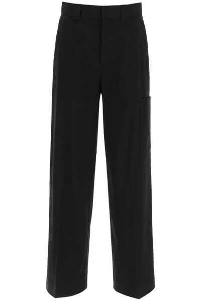 Shop Ganni Straight Leg Trousers In Black