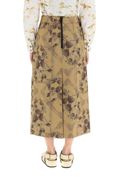 Shop Ganni Jacquard Brocade Midi Skirt In Tigers Eye