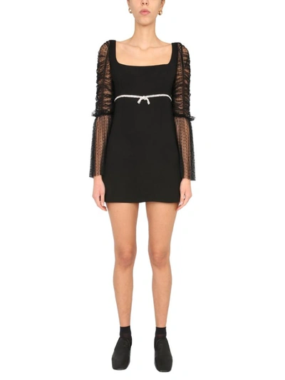 Shop Self-portrait Mini Tulle Dress In Black