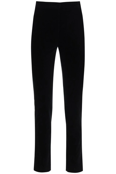 Shop Max Mara Studio Smooth Velvet Trousers In Black