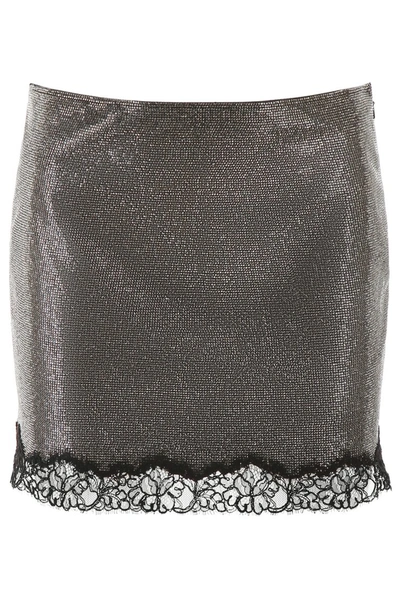 Shop Philosophy Micro Crystal Mini Skirt In Silver