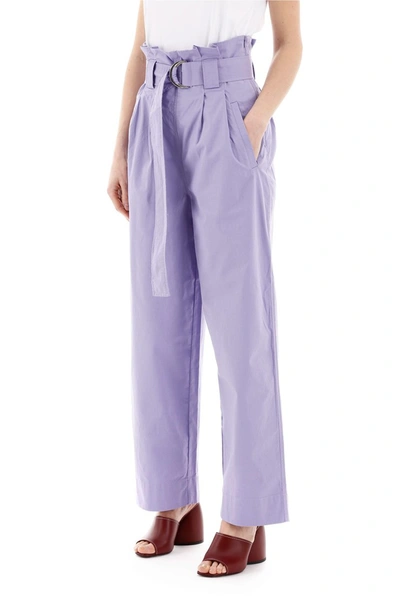 Shop Ganni Cotton Paperbag Pants In Violet Tulip