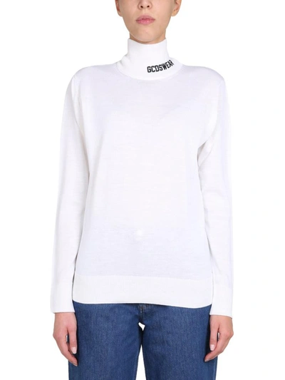 Shop Gcds Turtleneck Sweater In White