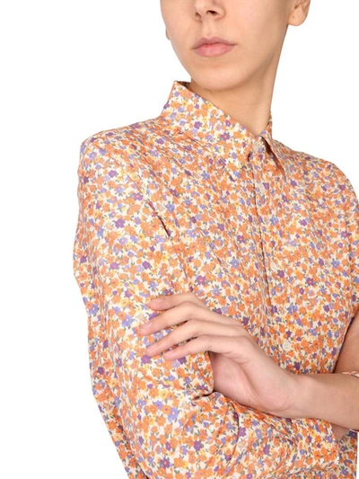 Shop Apc Floral Print Shirt In Orange