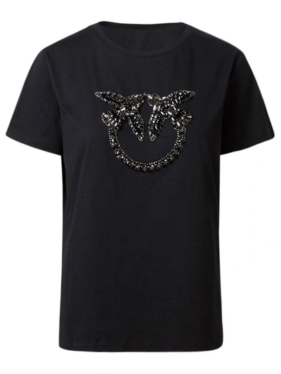 Shop Pinko T-shirt Quentin Logo Nera In Black