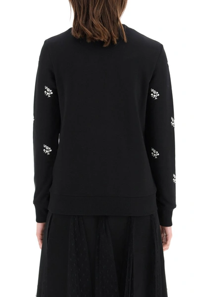 Shop Red Valentino Sweatshirt With Clover Embroidery In Nero