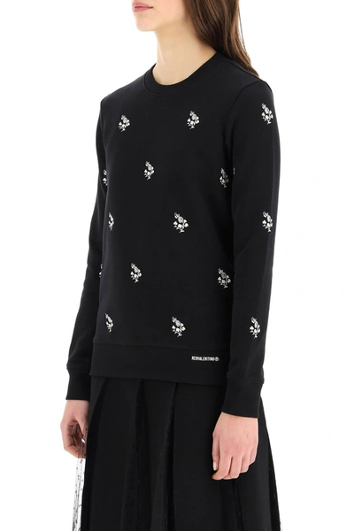 Shop Red Valentino Sweatshirt With Clover Embroidery In Nero