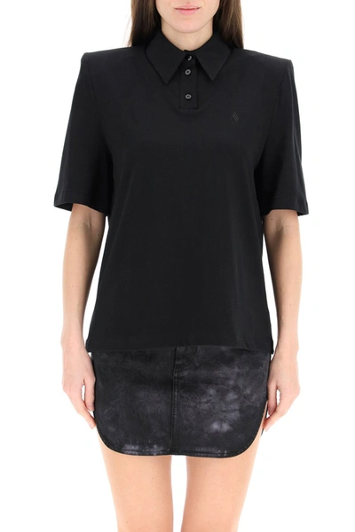 Shop Attico The  Astrid Polo Shirt With Logo Embroidery In Black
