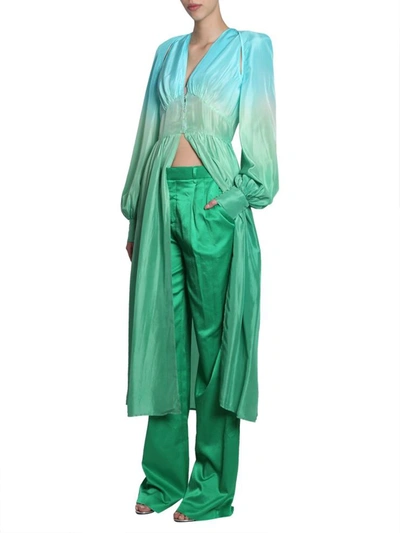 Shop Attico Wide Pants With Pleats In Green