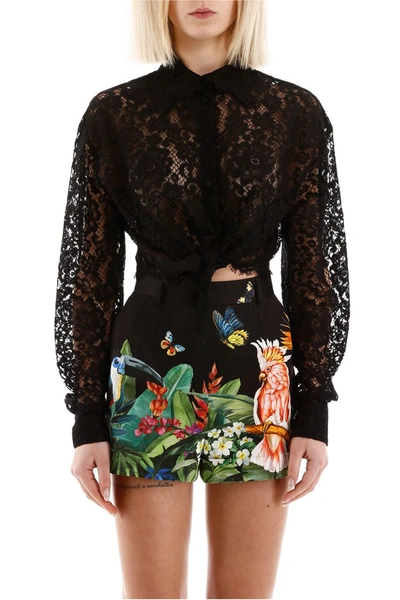 Shop Dolce & Gabbana Lace Shirt In Nero