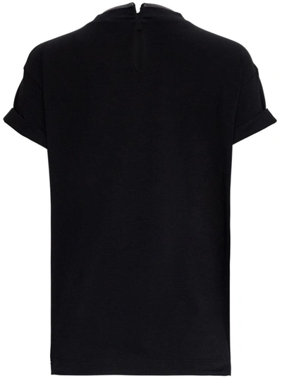 Shop Brunello Cucinelli Cotton T-shirt With  Monile Detail In Black