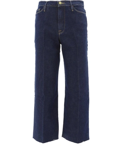 Shop Frame "ali Wide Crop" Denim Pants In Blue