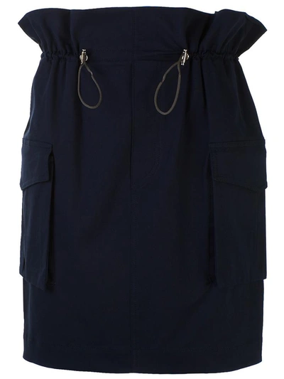 Shop Eleventy Blue Poplin Skirt In Navy