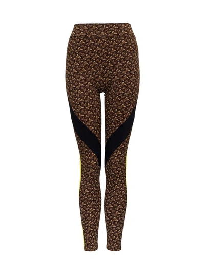 Shop Burberry Madden Tb Allover Leggings In Brown