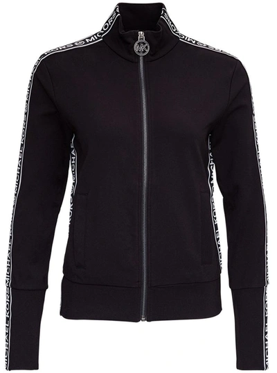 Shop Michael Michael Kors Modal Blend Sweatshirt With Logoed Side Bands In Black