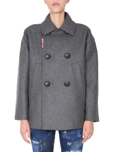 Shop Dsquared2 Double-breasted Jacket In Grey