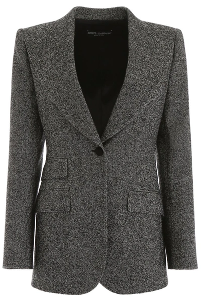 Shop Dolce & Gabbana Tweed Blazer In Fantasia