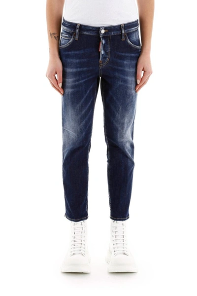 Shop Dsquared2 D2xpepsi Cool Girl Cropped Jeans In Blue