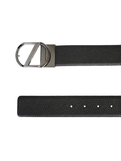 Shop Z Zegna Reversible Belt With Logo In Black